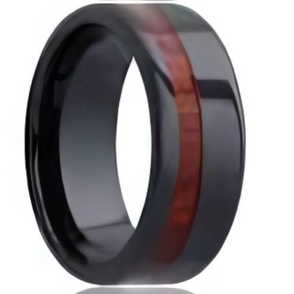 Fineryflow Blood Wood Ceramic Wedding Ring