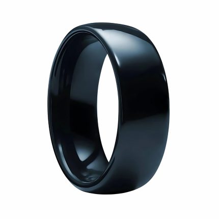 FineryFlow Men’s Ceramic Ring with Sleek Beveled Modern Design