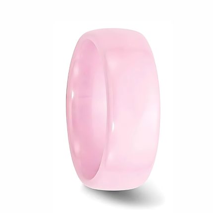 FineryFlow Domed Pink Ceramic Ring with Elegant Polished Finish